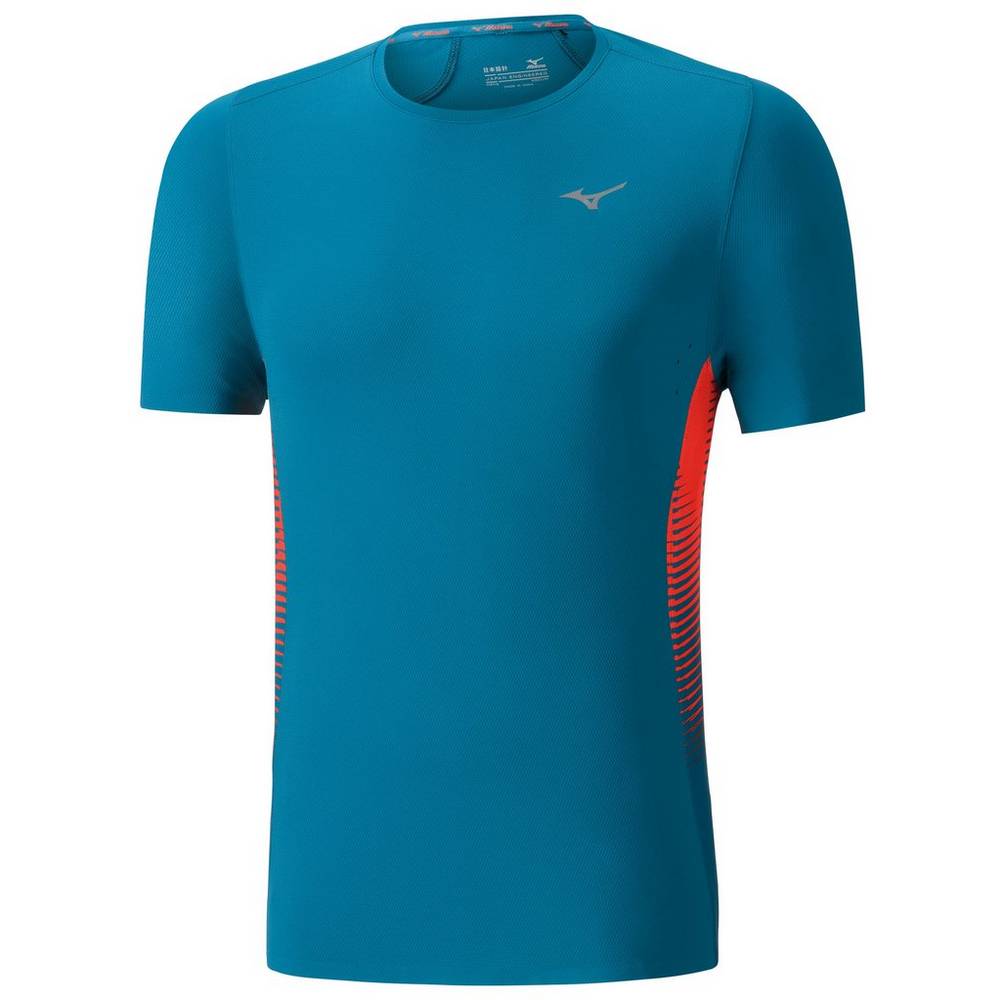 Panske Tričko Mizuno AERO 4.0 Bezecke Modre/Ruzove Vypredaj KBNA45739